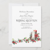 Invitation Holly Bells Red Berries Réception de mariage d'hiv (Devant)