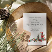 Invitation Holly Bells Red Berries Réception de mariage d'hiv
