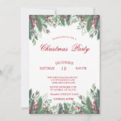 Invitation Holly Berries Branches Red Plaid Christmas Company (Devant)
