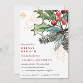 Invitation Holly Berries Noël Mariage Brunch nuptial (Devant)