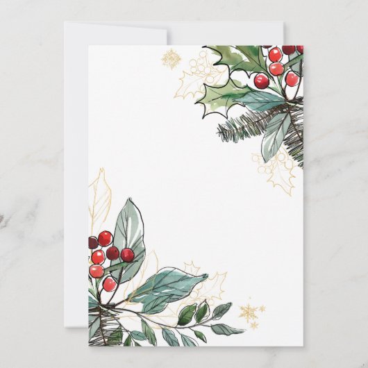 Invitation Holly Berries Noël Mariage Brunch nuptial (Dos)