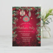 Invitation Holly Berries Ornements Red Company Noël (Debout devant)
