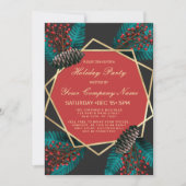 Invitation Holly Berries Pine Cone Bouquet Vacances d'entrepr (Devant)