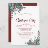 Invitation Holly Berry Branches Noël Compagnie (Devant / Derrière)