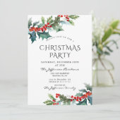 Invitation Holly Berry Christmas Mistletoe Fête de Noël (Debout devant)
