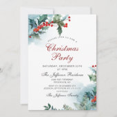 Invitation Holly Berry Christmas Mistletoe Fête de Noël (Devant)