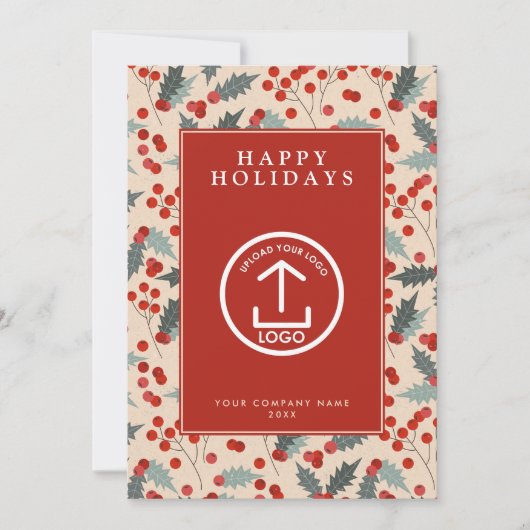 Invitation Holly Berry Corporate Business Logo Noël (Devant)