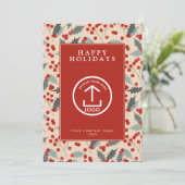 Invitation Holly Berry Corporate Business Logo Noël (Debout devant)