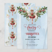 Invitation Holly Berry Décembre Fleur de naissance Fée Annive (Devant / Derrière)