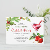 Invitation Holly Berry Fête de Noël Cocktail (Debout devant)
