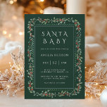 Invitation Holly Berry Frame Père Noël Baby shower Forest Gre<br><div class="desc">Pour une personnalisation plus avancée de cette conception,  cliquez sur le lien "Bouton Outil de conception".</div>