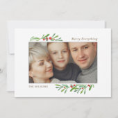 Invitation Holly Berry Gold Botanical Photo Holiday Card (Devant)