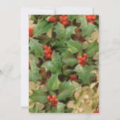 Invitation Holly Berry Greenery Noël Vacances Vintage (Dos)