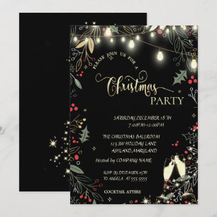 Invitation Holly Berry,Lumières, Fête de Noël de la compagnie