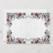 Invitation Holly Berry Pine Cones Branch VACANCES BRUNCH (Dos)