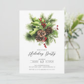 Invitation Holly Berry Pine Fête (Debout devant)