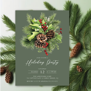 Invitation Holly Berry Pine Fête
