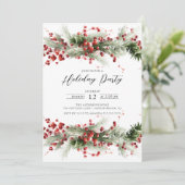 Invitation Holly Berry Pine Fête (Debout devant)