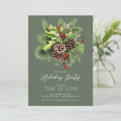 Invitation Holly Berry Pine Fête (Debout devant)