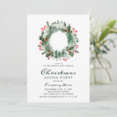 Invitation Holly Berry Pine Wreath Corporate Christmas Party (Debout devant)