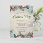 Invitation Holly Berry Pinecones Company Fête de Noël (Debout devant)