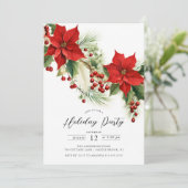 Invitation Holly Berry Poinsettia (Debout devant)