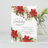 Invitation Holly Berry Poinsettia (Debout devant)