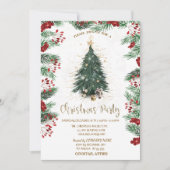 Invitation Holly Berry Poinsettia Arbre de Noël Étoiles (Devant)
