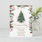 Invitation Holly Berry Poinsettia Arbre de Noël Étoiles (Debout devant)