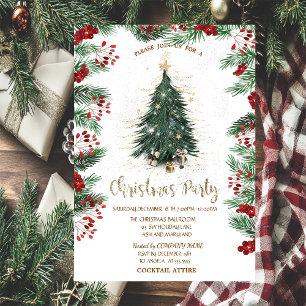 Invitation Holly Berry Poinsettia Sapin de Noël Étoiles