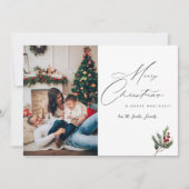 Invitation Holly Berry Simple Élégant Joyeux Noël Photo (Devant)