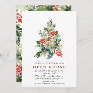 Invitation Holly Berry Tree NOËL HOLIDAY HOUSE OPEN HOUSE