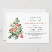 Invitation Holly Berry Tree Virtual NOËL Fête des VACANCES (Devant)