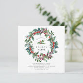 Invitation Holly Berry Wreath Fête de Noël (Debout devant)