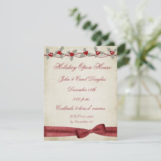 Invitation Holly Border Bow (Debout devant)
