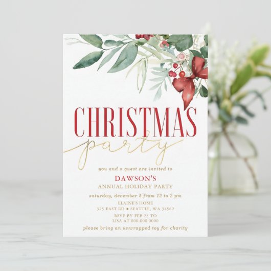 Invitation Holly Botanical Corporate Christmas Party (Debout devant)