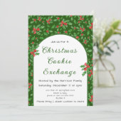 Invitation Holly Christmas Cookie Exchange Rouge et Vert (Debout devant)