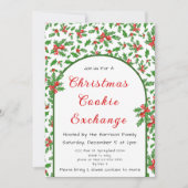 Invitation Holly Christmas Cookie Exchange Rouge et Vert (Devant)