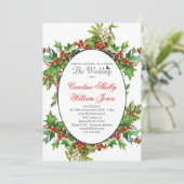 Invitation Holly Christmas Holiday Branch Berry (Debout devant)