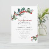 Invitation Holly et Berries Evergreens 80e fête d'anniversair (Debout devant)