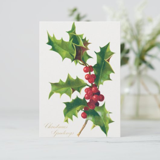 Invitation Holly Et Joyeuses Fêtes (Debout devant)