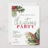 Invitation Holly et Pin sur la fête de Noël en blanc (Devant)