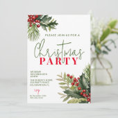 Invitation Holly et Pin sur la fête de Noël en blanc (Debout devant)