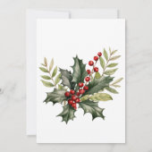 Invitation Holly et Pin sur la fête de Noël en blanc (Dos)