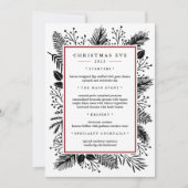 Invitation Holly et Pine | Menu du dîner de Noël personnalisé (Devant)