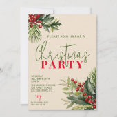 Invitation Holly et Pine sur la fête de Noël beige (Devant)