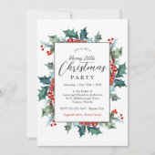 Invitation Holly Evergreens Joyeux Noël (Devant)