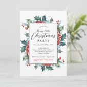 Invitation Holly Evergreens Joyeux Noël (Debout devant)