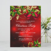 Invitation Holly Feuilles & Bell Red Christmas Party Invitati (Debout devant)