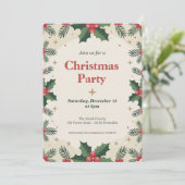 Invitation Holly Feuilles & Berries - Noël (Debout devant)